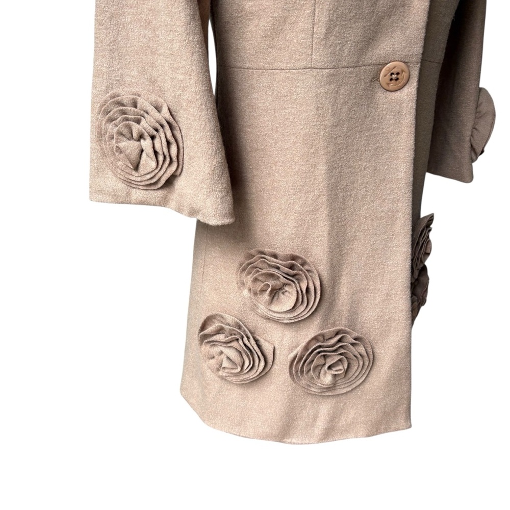 Vintage Radzoli Floral Appliqué Polyester/Wool Blend Wide Collar Coat, Sz L - Picture 10 of 15